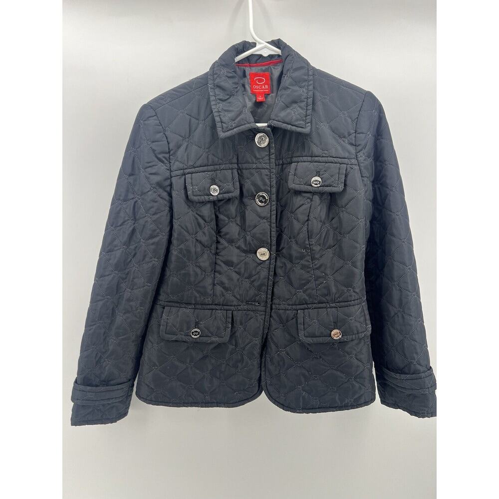 Vintage Oscar de la Renta Black Quilted Bed Jacket Womens Size 4